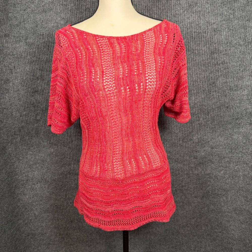 Y2K 212 New York Knit Top Womens S Pink Retro Dolman Western Festival Boho